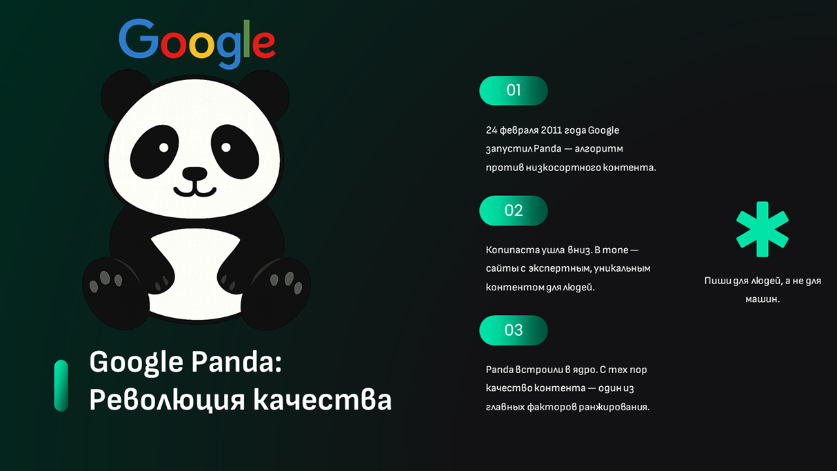 Алгоритм ранжирования Google Panda — инфографика